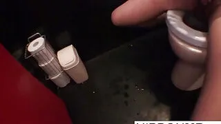 Japanese model masturbates in a public restroom