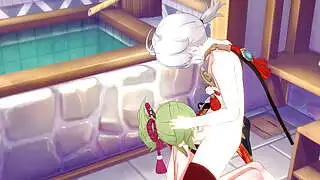 Genshin Impact Hentai - Kazuha x Kuki Shinobu Mamada y follada con eyaculación interna - Pornografía japonesa de manga, anime y videojuegos